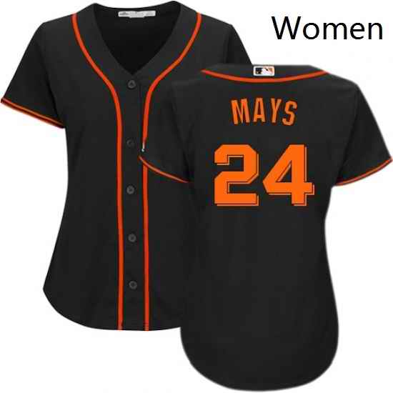 Womens Majestic San Francisco Giants 24 Willie Mays Authentic Black Alternate Cool Base MLB Jersey